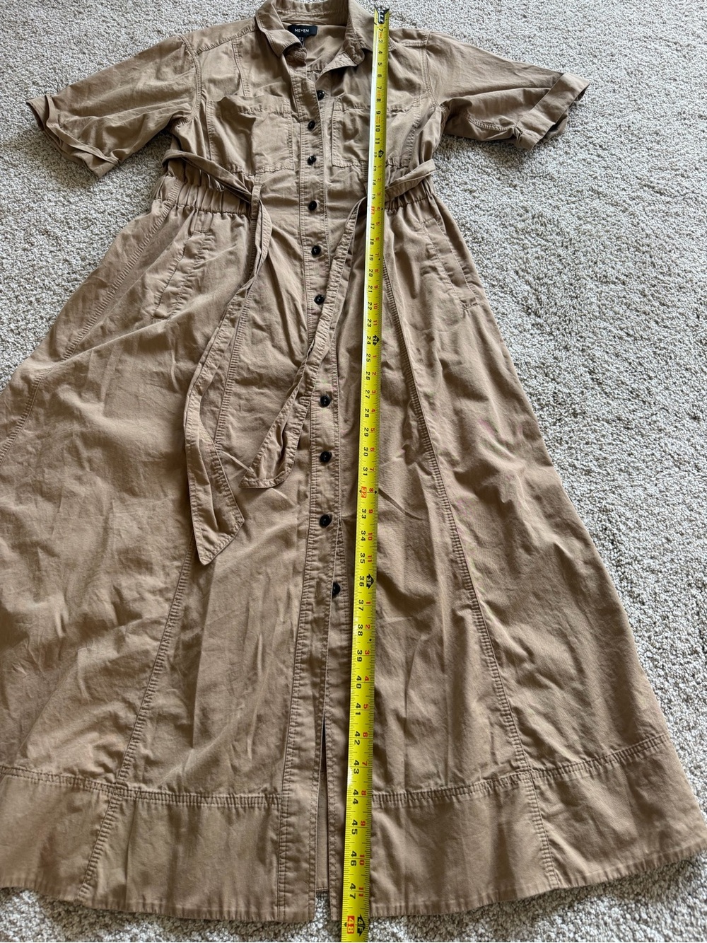 ME+EM Cotton Utility Midi Shirt Dress with Belt Stone Khaki (US 6 / UK 10) - Picture 12 of 15